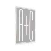 編集可能カップルイニシャル |白とグレー メタルプリント (3/4)