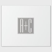 編集可能カップルイニシャル |白とグレー ラッピングペーパー (フラット)