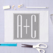 編集可能カップルイニシャル |白とグレー 薄葉紙 (クラフト)