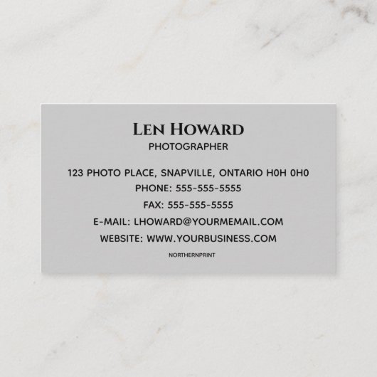 編集可能カメラフォトグラファー 名刺 (裏面)