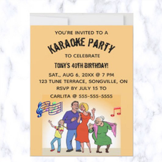 編集可能カラオケ誕生日パーティー 招待状