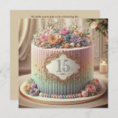 編集可能カラフルな結婚アニバーサリーケーキ 招待状 (正面/裏面)