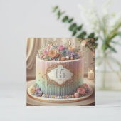 編集可能カラフルな結婚アニバーサリーケーキ 招待状 (スタンド正面)