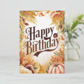 編集可能カラフルウィッシュ秋秋ハッピーバースデー カード (スタンド正面)