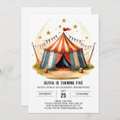 編集可能カラフルディライト回路誕生日 招待状 (正面/裏面)