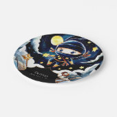 編集可能カラフル忍者誕生日 ペーパープレート (アングル)