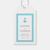 編集可能カラーいかりストライプ白結婚色 ギフトタグ (正面)