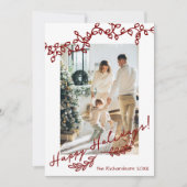 編集可能カラーお洒落クリスマスドードルズ写真 シーズンカード (正面)