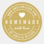 編集可能カラーはっきりした手作り愛ハート ラウンドシール (正面)