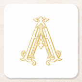 編集可能カラーオウムモノグラムオウムロゴコースター スクエアペーパーコースター (正面)