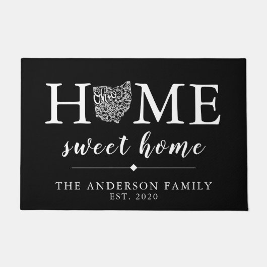 編集可能カラーオハイオパーソナライズされた州 ドアマット (正面)