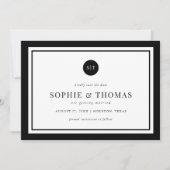 編集可能カラークラシックモノグラム日付の保存 招待状 (正面)