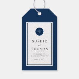 編集可能カラークラシックラウンドモノグラム結婚ズ ギフトタグ