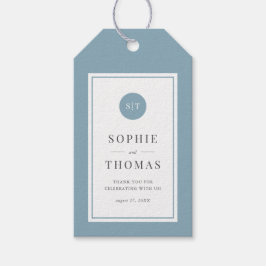 編集可能カラークラシックラウンドモノグラム結婚ズ ギフトタグ