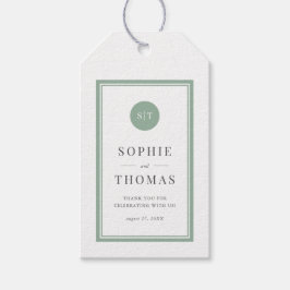 編集可能カラークラシックラウンドモノグラム結婚ズ ギフトタグ