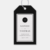 編集可能カラークラシックラウンドモノグラム結婚ズ ギフトタグ (正面)