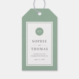 編集可能カラークラシックラウンドモノグラム結婚ズ ギフトタグ