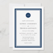 編集可能カラークラシックラウンドモノグラム結婚ズ 招待状 (正面)