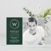 編集可能カラークラシックリース卒業カード 招待状 (スタンド正面)