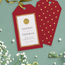 編集可能カラークラシック金ゴールドラウンドモノグラム結婚ズ