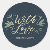 編集可能カラークリスマスグローギフトラベルシール ラウンドシール (正面)