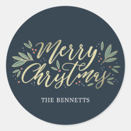 編集可能カラークリスマスグローステッカー ラウンドシール