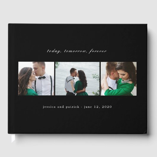 編集可能カラークリーンコラージュ結婚のゲストブック ゲストブック (正面)