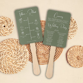 編集可能カラーグリーン結婚式プログラム ハンドファン