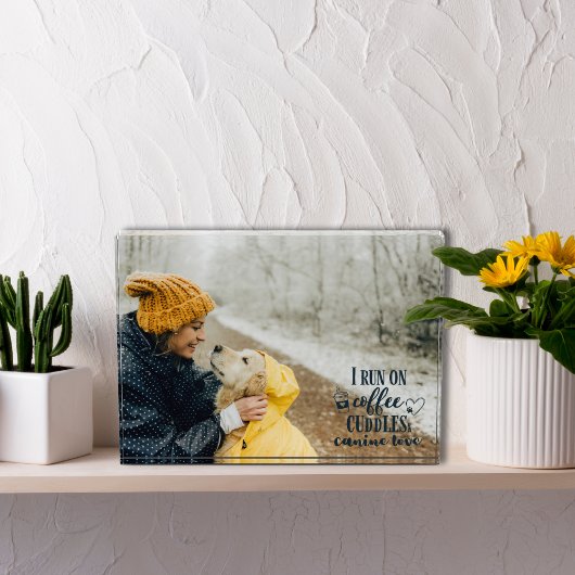 編集可能カラーコーヒー、カドル、犬の愛 フォトブロック