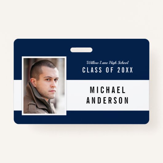 編集可能カラースクールクラス懇親会写真名 バッジ (正面)