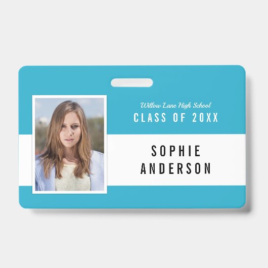 編集可能カラースクールクラス懇親会写真名 バッジ (正面)