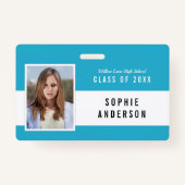 編集可能カラースクールクラス懇親会写真名 バッジ (正面)