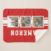 編集可能カラースポーティーバースティホワイトストライプ写真 シェルパブランケット (正面(横))