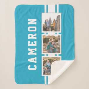 編集可能カラースポーティーバースティホワイトストライプ写真 シェルパブランケット