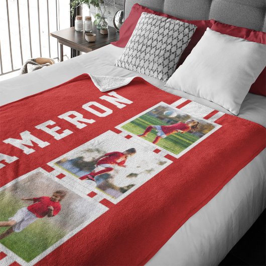 編集可能カラースポーティ多様性ホワイトストライプ写真 フリースブランケット