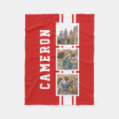 編集可能カラースポーティ多様性ホワイトストライプ写真 フリースブランケット (正面)