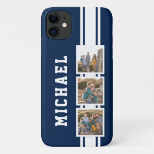 編集可能カラースポーティ多様性ホワイトストライプ写真 iPhone 11 ケース