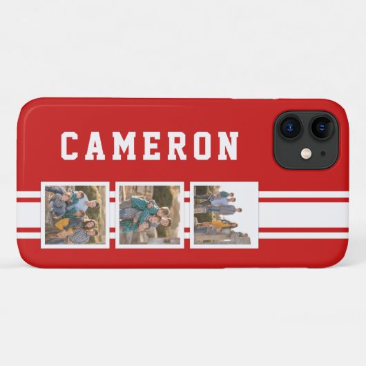 編集可能カラースポーティ多様性ホワイトストライプ写真 Case-Mate iPhoneケース (裏面(横))