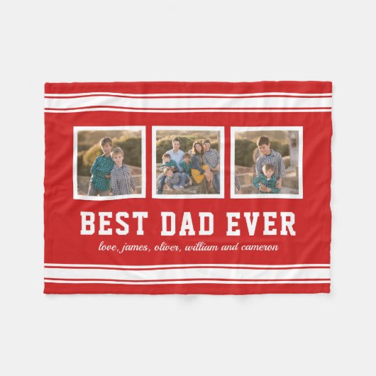 編集可能カラースポーティ最高のパパエバーフォトコラージュ フリースブランケット (正面(横))