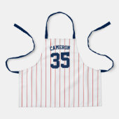 編集可能カラーズベースボールジャージストライプズ名キッズ エプロン (正面)