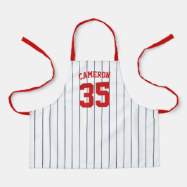 編集可能カラーズベースボールジャージストライプズ名キッズ エプロン