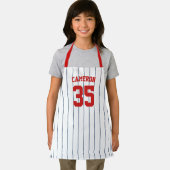 編集可能カラーズベースボールジャージストライプズ名キッズ エプロン (インサイチュ)