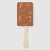 編集可能カラーテラコタ結婚式 プログラム ハンドファン (正面)