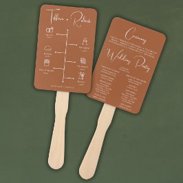 編集可能カラーテラコタ結婚式 プログラム ハンドファン