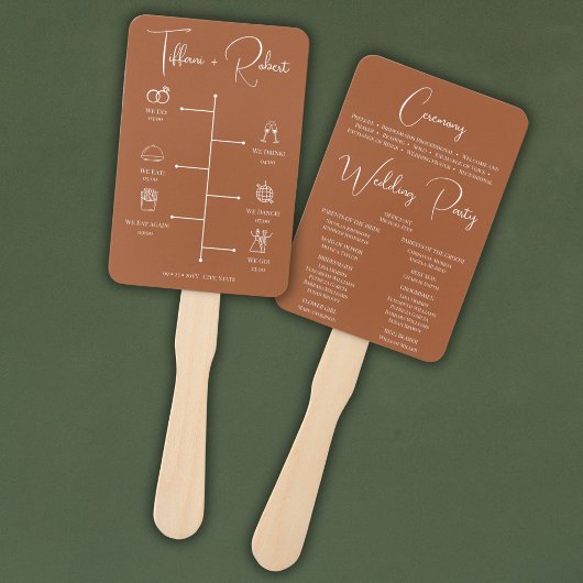 編集可能カラーテラコタ結婚式 プログラム ハンドファン