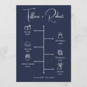 編集可能カラーネイビーブルー結婚のタイムライン プログラム (正面)
