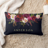 編集可能カラーネイビーマルサラ素朴ボホフローラ ランバークッション (ブランケット)