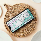 編集可能カラーバレーボールチケットパス誕生日 招待状