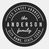 編集可能カラーファモダンイはっきりしたミリ差出人住所 ラウンドシール (正面)