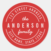 編集可能カラーファモダンイはっきりしたミリ差出人住所 ラウンドシール (正面)